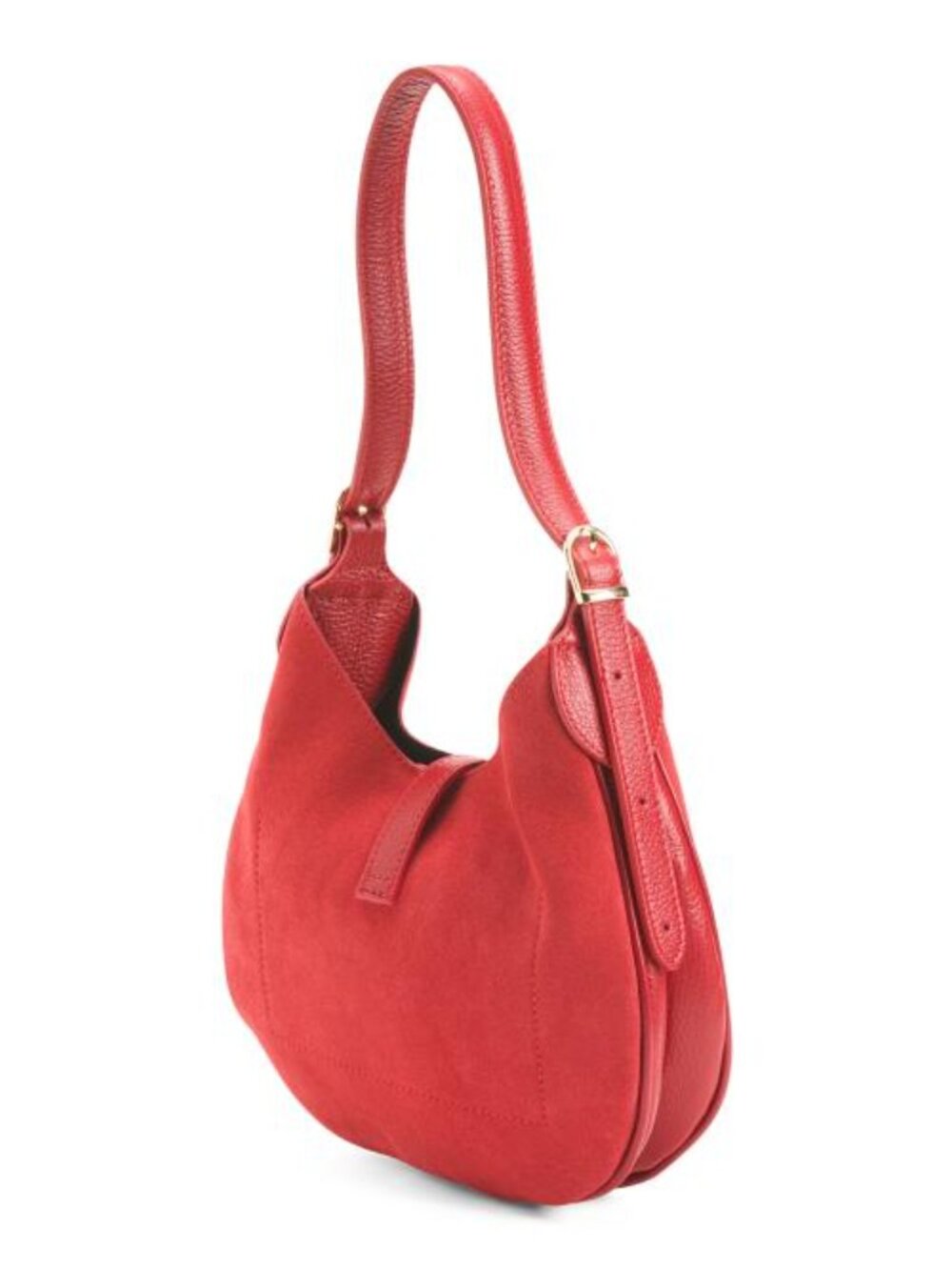 ISADORA Suede Mini Hobo With Bar Hardware And Double Gussets Made In Italy - Picture 4 of 6